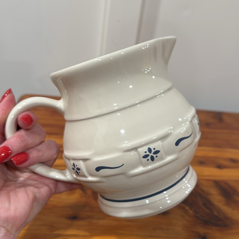 Longaberger Pottery Woven Traditions Small Juice Pitcher - Picture 3 of 6